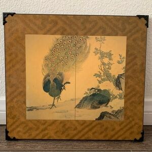 vintage peacock wall art By Toyo, Japan 10/11 Inch
